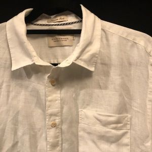 Scotch & Soda Paradise White Linen Short Sleeve Shirt, Large